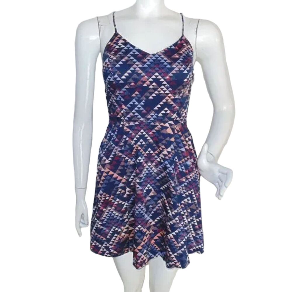 BANANA REPUBLIC FACTORY Summer Dress, 0, Geometric/Triangles, Spag Straps, Short